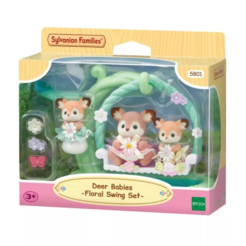 Sylvanian Families Fawn Babies ar Ziedu Šūpolēm rotaļu komplekts