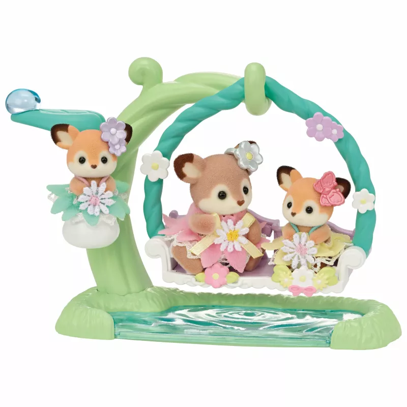Sylvanian Families Fawn Babies ar Ziedu Šūpolēm rotaļu komplekts
