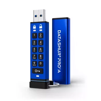 iStorage datAshur PRO+A 64GB USB-C zibatmiņa, AES 256-bit XTS aparatūras šifrēšana, PIN autentifikācija, FIPS 140-2 Level 3, IP68 ūdens un putekļu izturīga, izturīgs alumīnijs, Zero-Footprint
