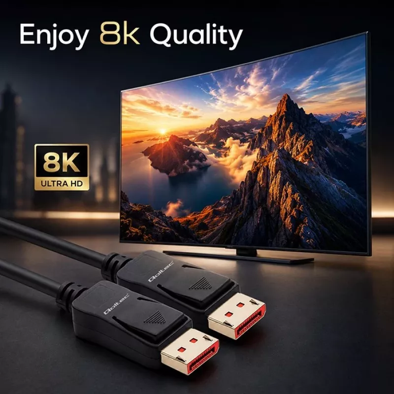 QOLTEC DisplayPort v2.1 kabelis M/M 54G 0.5m