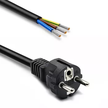 QOLTEC 54598 Schuko CEE 7/7 uz attīrītiem un pielodētiem galiem strāvas vads 3m H05VV-F 3x1.0mm² Melns