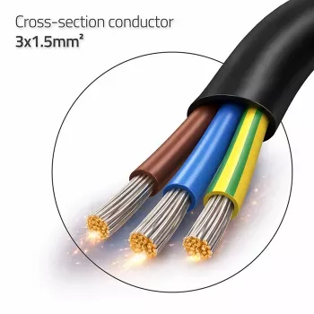 QOLTEC 54598 Schuko CEE 7/7 uz attīrītiem un pielodētiem galiem strāvas vads 3m H05VV-F 3x1.0mm² Melns