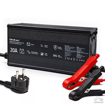 Qoltec 12V 20A inteliģentais LiFePO4 akumulatoru lādētājs ar LED indikāciju un aktīvo dzesēšanu