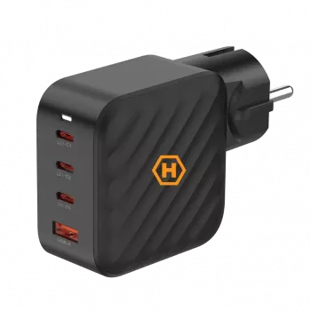 HAMMER RapidCharge 100W GaN sienas lādētājs, 2x USB-C PD 100W + 1x USB-A QC 30W, melns