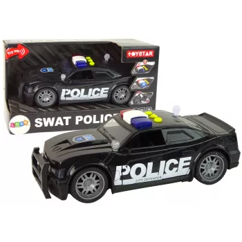 LEAN TOYS Policijas auto 1:14 RC transportlīdzeklis ar gaismām un skaņām Melns