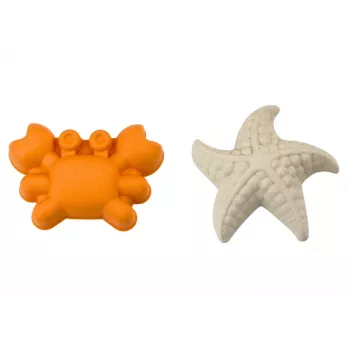 LEAN TOYS Smilšu rotaļlietu komplekts - spainis, dzirnaviņas, sietiņš, 3 pasteļkrāsas veidnes (6 gab.)
