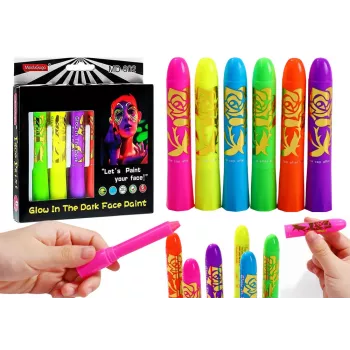 LEAN TOYS Sejas apgleznošanas komplekts Neon Fluorescējošie zīmuļi 6gab.
