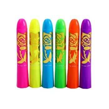 LEAN TOYS Sejas apgleznošanas komplekts Neon Fluorescējošie zīmuļi 6gab.