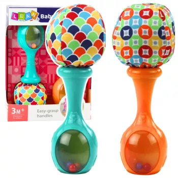 LEAN TOYS Grabētāju komplekts ar mīksto bumbiņu rakstu oranžā un zaļā krāsā, 2 gab.