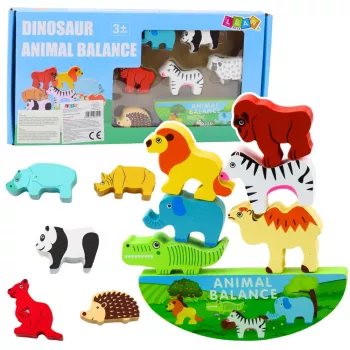 LEAN TOYS Balanced Animals koka prasmju spēle 13 gab.