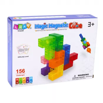LEAN TOYS Magnetic Blocks Magic Cube Puzzle 156 Challenge Cards 9 pcs