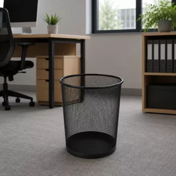 LEAN Office atkritumu grozs no metāla sieta, apaļš, melns, 10 L