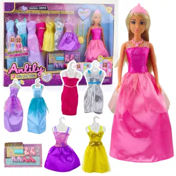 LEAN TOYS Anlily Collection modes komplekts ar kleitām un aksesuāriem 17 gab.