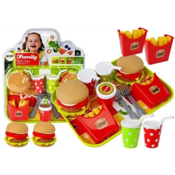 LEAN TOYS Hamburger un Frī ar Paplāti | Ātrās Ēdināšanas Lomu Spēles Rotaļlieta