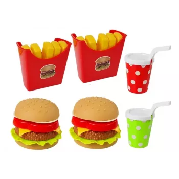 LEAN TOYS Hamburger un Frī ar Paplāti | Ātrās Ēdināšanas Lomu Spēles Rotaļlieta