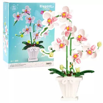 LEAN TOYS Orchid Construction Blocks Orchid in a Pot Pink and White 718 gab.
