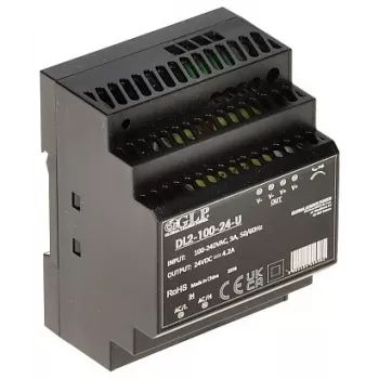 GLP DL2-100-24-U 100W 24V DIN sliežu barošanas bloks ar aktīvo PFC