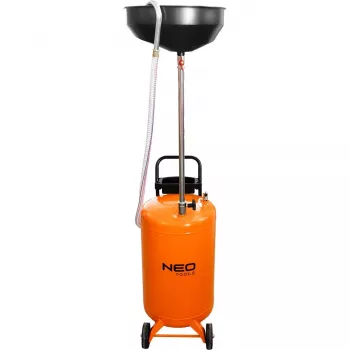 NEO TOOLS 10-810 Mobilā eļļas savākšanas tvertne ar gravitācijas padevi, 70 L tvertne, pneimatiskā iztukšošana, 420 mm notekas panna, regulējams augstums 1000-1600 mm