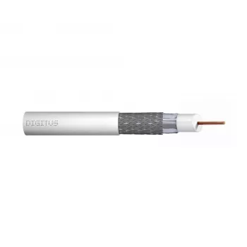 DIGITUS RG-6 koaksiālais kabelis, 1,05 mm varš, 75 omi, dubultā ekranēšana (2x folija + 77% pinums), Eca, PVC apvalks, 305 m, balts