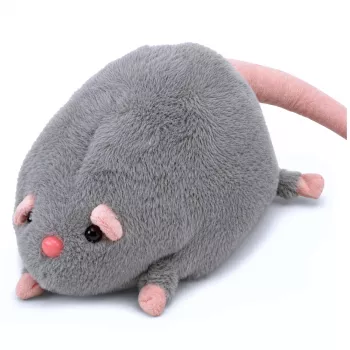 LEAN TOYS mīkstā rotaļlieta Žurka ar garu asti, pelēka, 40 cm
