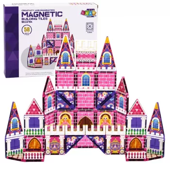 LEAN TOYS magnētiskie konstruktori Princess Castle Pink 58 gab.
