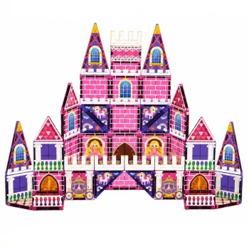 LEAN TOYS magnētiskie konstruktori Princess Castle Pink 58 gab.