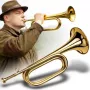 V-TONE VHT 1 Bb signāla trompete (bugle) – misiņš ar caurspīdīgu laku, 120 mm zvans, ietilpst iemute