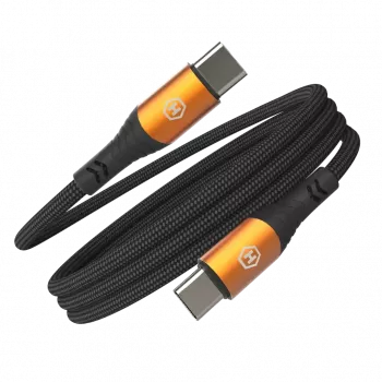 HAMMER USB-C to USB-C kabelis 1,2 m 60W PD ātrai uzlādei un datu sinhronizācijai, melns