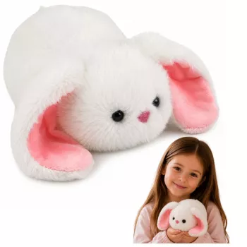 LEAN TOYS mīkstā zaķa rotaļlieta ar garām ausīm, balta, 16 cm