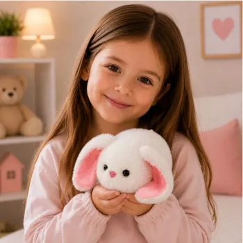 LEAN TOYS mīkstā zaķa rotaļlieta ar garām ausīm, balta, 16 cm