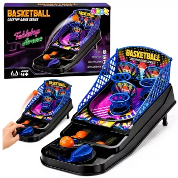 LEAN TOYS Mini galda basketbola arkādes spēle ar 3 groziem un palaidēju
