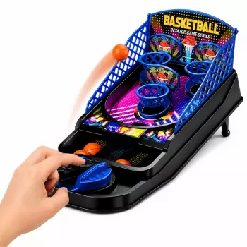 LEAN TOYS Mini galda basketbola arkādes spēle ar 3 groziem un palaidēju