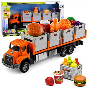 LEAN TOYS Orange Food Transport Truck 1:55 lieta metāla modelis