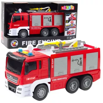 LEAN TOYS Fire Truck ar ūdens smidzinātāju, gaismām un skaņu – berzes piedziņas avārijas transportlīdzeklis
