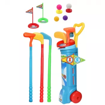 LEAN TOYS Golfa komplekts ar ratiņiem un nūjām 20 daļas