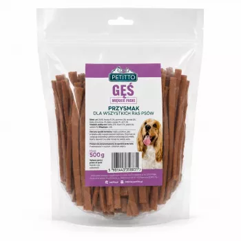 PETITTO mīkstās zoss strēmeles suņiem 500g