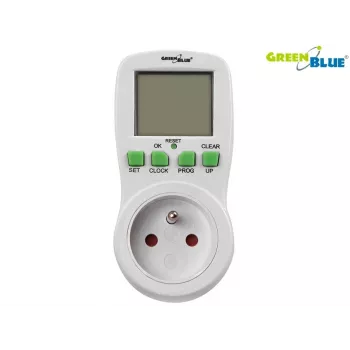 GreenBlue GB107 digitālais programmējamais taimeru slēdzis, 16 programmas, 230V 16A Schuko