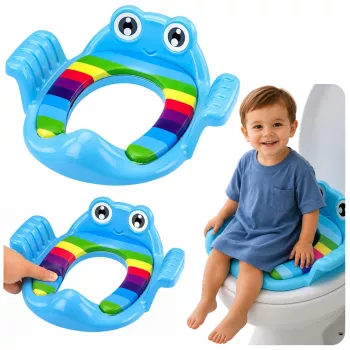LEAN TOYS bērnu tualetes sēdekļa pārvalks – mīksts sēdeklis ar rokturiem, zils
