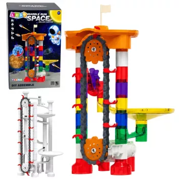 LEAN TOYS Construction Blocks Space Track bumbiņu tuneļiem, krāsains 3D, 85 gab.