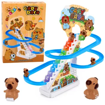 LEAN TOYS Capybara Track Slide ar kustīgām kāpnēm, gaismām un skaņām - muzikāla kāpšanas rotaļlieta bērniem no 3 gadiem