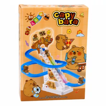 LEAN TOYS Capybara Track Slide ar kustīgām kāpnēm, gaismām un skaņām - muzikāla kāpšanas rotaļlieta bērniem no 3 gadiem