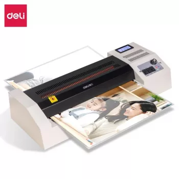 DELI Office Laminators E3895-EU A3 | 250 mm/min Karstā rullīšu laminēšana, maks. 125 mikroni, pretiesprūšanas, aukstā laminēšana, melns/sudrabs