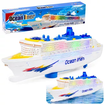 LEAN TOYS pasažieru kruīza kuģa rotaļlieta ar berzes piedziņu, gaismām un skaņām