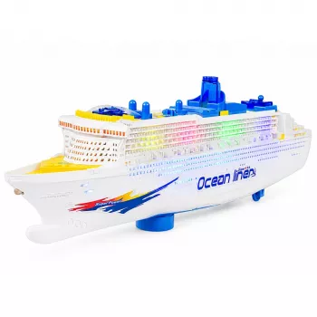LEAN TOYS pasažieru kruīza kuģa rotaļlieta ar berzes piedziņu, gaismām un skaņām