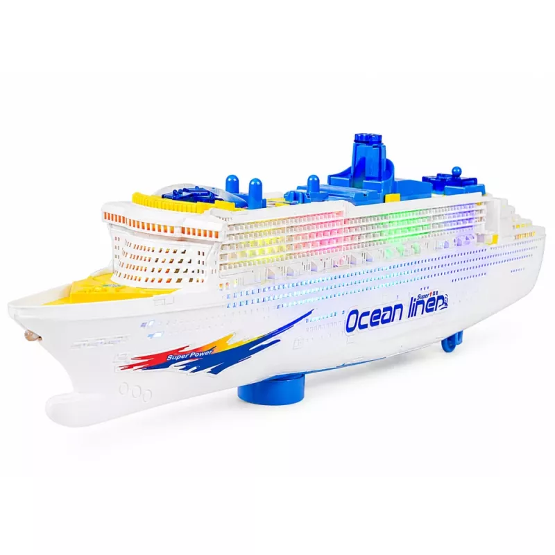 LEAN TOYS pasažieru kruīza kuģa rotaļlieta ar berzes piedziņu, gaismām un skaņām