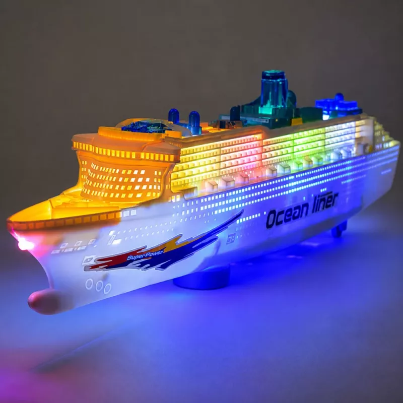 LEAN TOYS pasažieru kruīza kuģa rotaļlieta ar berzes piedziņu, gaismām un skaņām