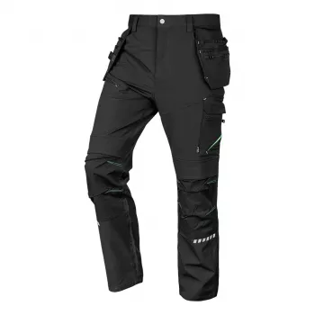 NEO TOOLS Mix&Match 4-Way Stretch darba bikses ar Cordura pastiprinājumu un holster kabatām, melnas, XXXL izmērs