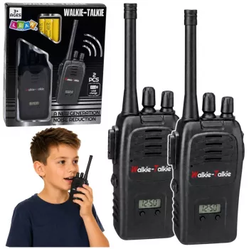 LEAN TOYS Walkie Talkie USB trokšņu samazināšana Melns 200M diapazons