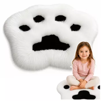 LEAN Plush Paw Rug mīkstais kažokādas paklājs melnbalts 60 x 60 cm
