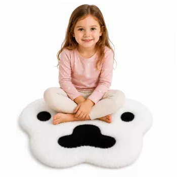 LEAN Plush Paw Rug mīkstais kažokādas paklājs melnbalts 60 x 60 cm